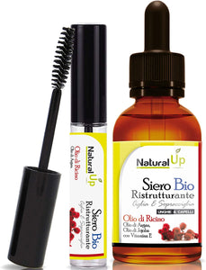 Siero Ciglia e Sopracciglia BIOLOGICO, Olio di Ricino per Ciglia e Sopracciglia Arricchito con Olio di Argan, Olio Jojoba e Vitamina E. 30 ml di Siero per Ciglia e Sopracciglia Perfette. MADE IN ITALY