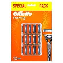 Carica l'immagine nel visualizzatore di Gallery, Gillette Fusion5 Lamette da Barba, 12 Ricambi da 5 Lame, Delicatezza Insuperabile, Rasatura Scorrevole con Striscia Lubrificante, Fino a 1 Mese di Rasatura con 1 Lametta 12 Unità