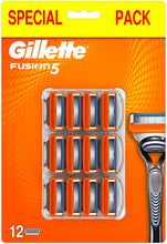 Carica l&#39;immagine nel visualizzatore di Gallery, Gillette Fusion5 Lamette da Barba, 12 Ricambi da 5 Lame, Delicatezza Insuperabile, Rasatura Scorrevole con Striscia Lubrificante, Fino a 1 Mese di Rasatura con 1 Lametta 12 Unità