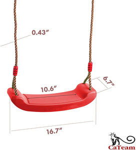 Cateam Sedile oscillante Rosso per Bambini e Adulti con Cerniera di Controllo della Lunghezza - Moschettone Triangolare Incluso - Ricambio per Altalena da Campo