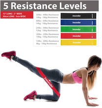 Carica l&#39;immagine nel visualizzatore di Gallery, Insonder Elastiche Fitness Set di 5 Banda Elastica Fasce Resistenza per Fitness Yoga Crossfit