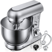Carica l&#39;immagine nel visualizzatore di Gallery, Impastatrice Planetaria con Doppia Gancio Impastatore, Robot da Cucina Multifunzione, Ciotola 1000W 5L Sistema Planetario a 6 Velocità Impastatrice, Gancio per Impastare, Frusta, Frusta Piatta,argento
