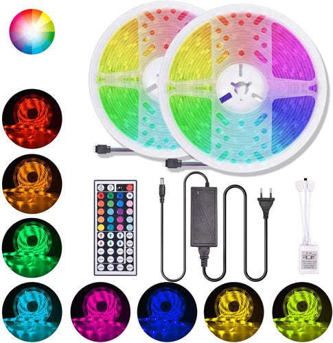 MROTY ITALIA | Striscia LED RGB 5050, Strisce LED, Luci LED - Alimentatore e Telecomando a 44 tasti, 12V 5A, 300 LED - Decorazioni Interno ed Esterno per vari eventi - Ultimo modello, Tecnologia 2020