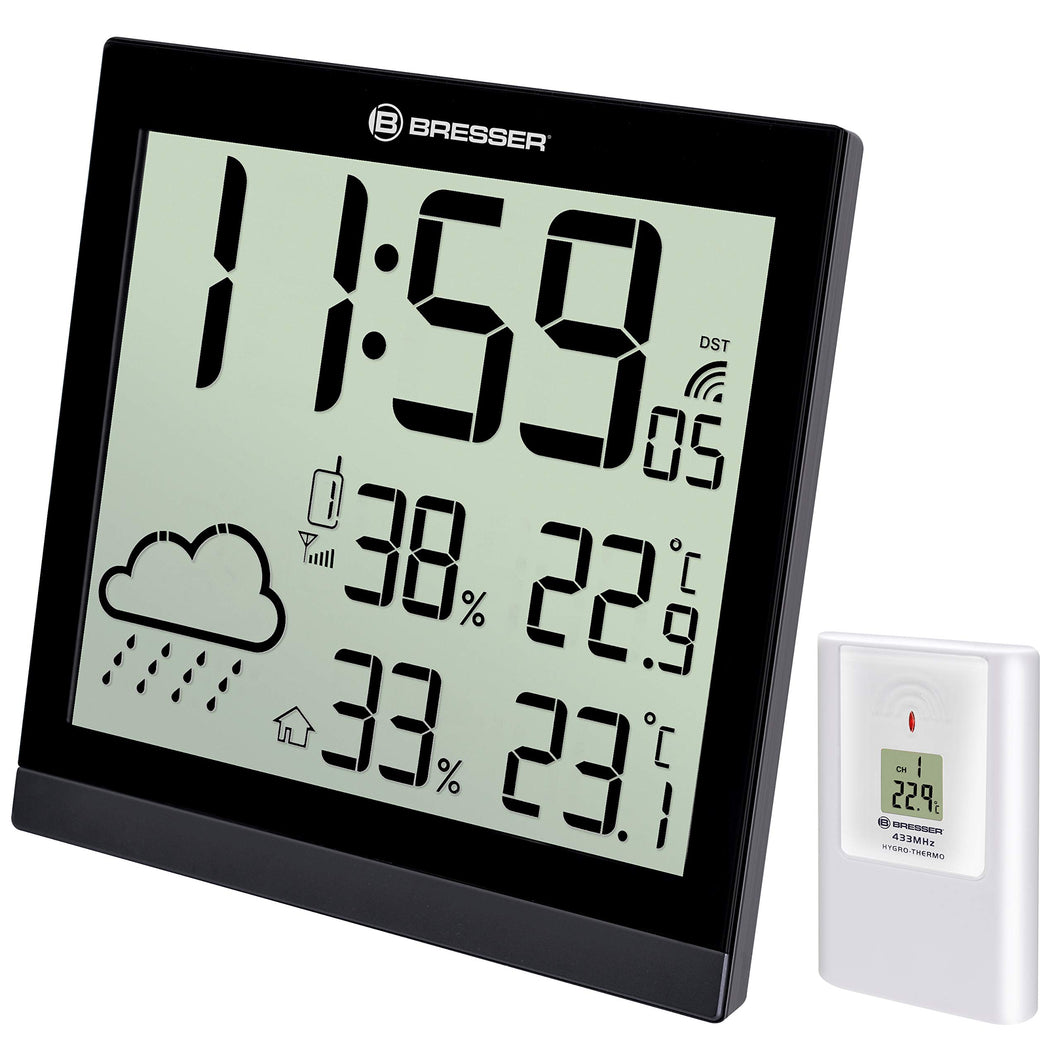 Bresser Orologio da Parete Meteorologico Temeotrend JC LCD Nero - Ilgrandebazar