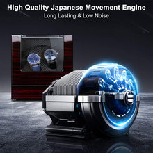 Carica l&#39;immagine nel visualizzatore di Gallery, Kalawen Scatola Carica Orologi Automatici con Motore Ultra-silenzioso per 2 Orologi da Polso Watch Winder di Pelle e Legno, Alimentazione da Cavo Adattatore/Batterie, 5 Programmi Regolabili Argento