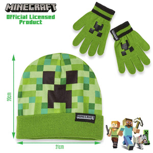 Minecraft Set Invernale Bambino Cappello Guanti Caldo e Comodo, Beanie e... - Ilgrandebazar