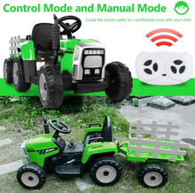 Carica l'immagine nel visualizzatore di Gallery, Mondial Toys Trattore Elettrico 12V 7AH CAVALCABILE per Bambini con RIMORCHIO Telecomando Verde