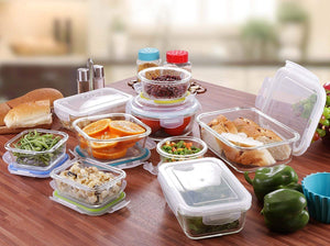 KICHLY Set di contenitori per Alimenti in Vetro - 18 Pezzi (9 18 pezzi - Ilgrandebazar