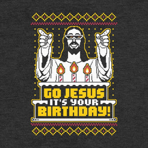 Shirtgeil Maglione Brutto di Natale per Lui - Go Jesus It's Your Birthday Felpa da Uomo
