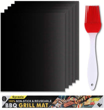 Carica l'immagine nel visualizzatore di Gallery, Set di 5 Barbecue Grill Mat, Gyvazla Stuoie Grigliata, Forno Liner, Cottura Mat, Riutilizzabile, Lavastoviglie Mat Cucina Sicura per Griglia Barbecue Grill