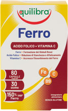 Carica l'immagine nel visualizzatore di Gallery, Equilibra Integratori Alimentari, Ferro con Acido Folico + Vitamina C, Integratore a Base di Ferro, per la Normale Funzione dei Glubuli Rossi e dell'Emoglobina, 60 Capsule Vegetali