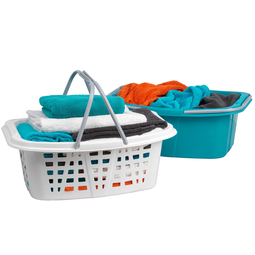 Beldray La030450Tq Ceste Per La Biancheria In Durevole Plastica Con Manici, Turchese Bianco, 57 x 41 x 14 cm