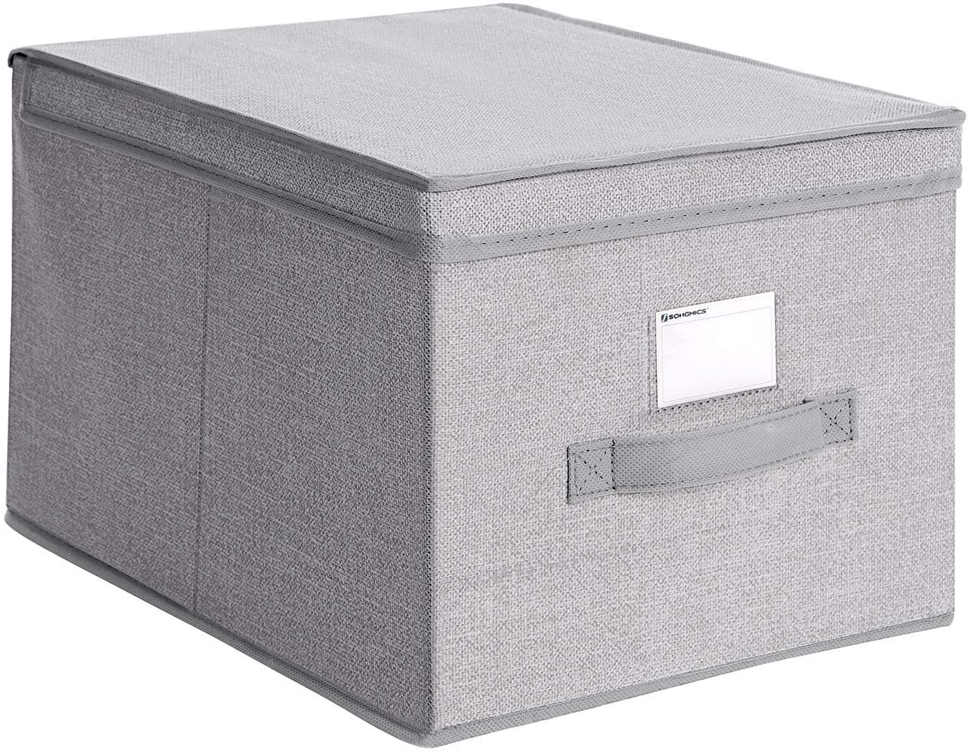 Set Di 3 Scatole Pieghevoli SONGMICS 40x30x25 Cm - Grigio, Con Coperchio E Portaetichette, Per Organizzazione - Foto 3