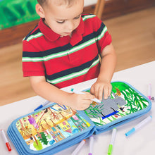 Carica l'immagine nel visualizzatore di Gallery, HellDoler Portatile da Disegno per Bambini, Doodle Disegno Giocattoli Libro di Pittura per Bambini con 12 Penne cancellabili Colorate, Lavagna a Doppia Faccia, Reuseful, 14 Pagine Libro da disegno