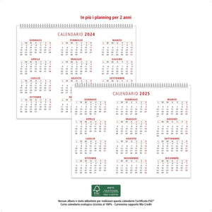 Calendario da Tavolo 2024 con Feste Settimane Lune e Santi con Numeri Grandi - Calendario 2024 da scrivania - Calendario ECOLOGICO 100% Certificato FSC® - 1 PZ
