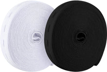 Carica l&#39;immagine nel visualizzatore di Gallery, 11 Yarde Elastica per Asole Bobina di Fasce Elastiche Cavo Elastico Piatto a Fascia da Cucito con Asola, 2 Pacchi (Bianco e Nero, 1,5 cm di Larghezza)