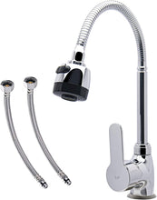 Carica l'immagine nel visualizzatore di Gallery, Rubinetto Miscelatore Cucina in Ottone Cromato Inodore, Rubinetto per Lavello da Cucina Rotabile a 360° Regolabile per Acqua Calda e Fredda, Resistente e Durevole, inclusi 2 Tubi in Omaggio