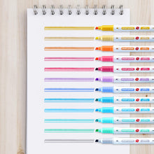 Carica l&#39;immagine nel visualizzatore di Gallery, 12 Evidenziatori Pastello - Doppia Punta, Grossa e Fine - Set da 12 Colori... - Ilgrandebazar