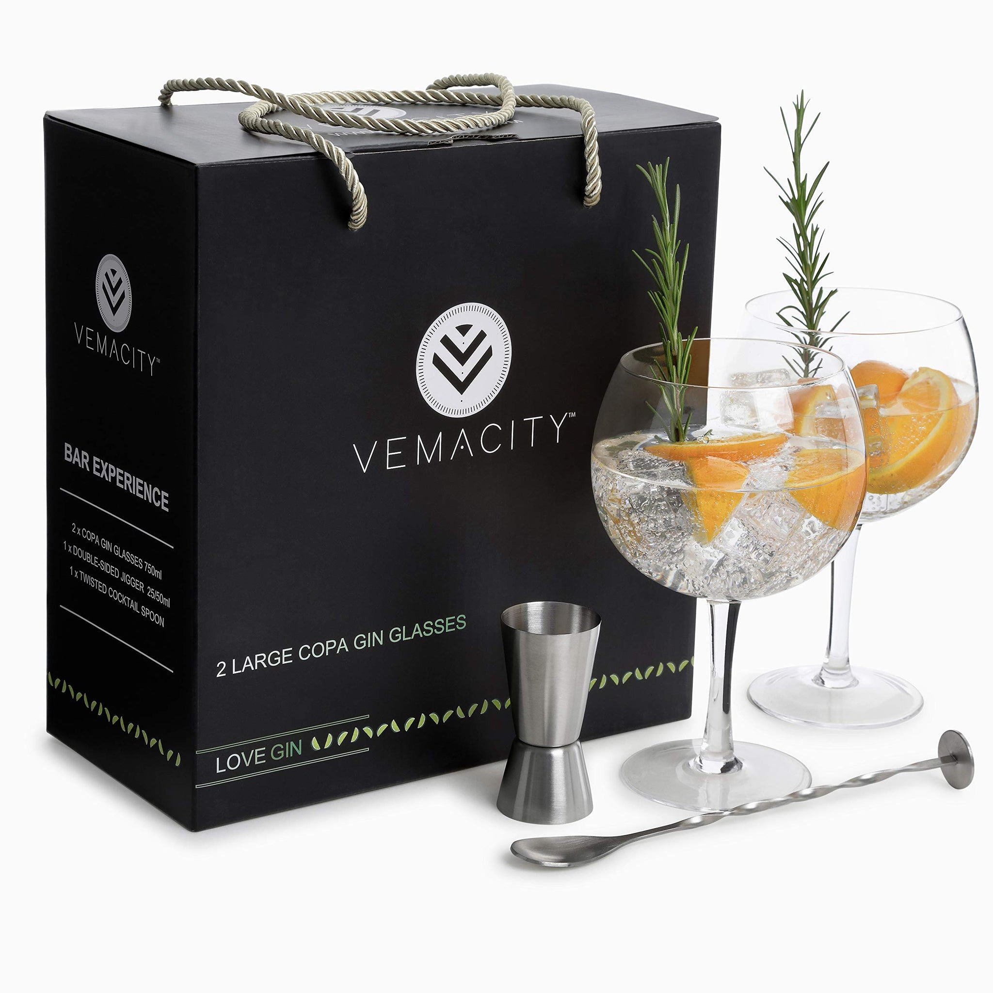 Vemacity®, bicchieri da gin per amanti del gin. Set di 2 fatti a –
