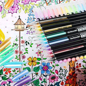 Set di 48 penne gel colorate - glitter, metallico, 48color-1,0mm, Multicolore - Ilgrandebazar