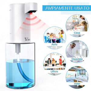 TESECU Distributore di Sapone Automatico, Dosatore Sapone Mano Automatico Touchless sensore a infrarossi Dispenser di Sapone per Bagno Cucina - Compatibile per Mano Sanitiser