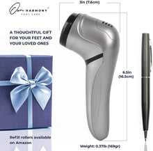 Carica l'immagine nel visualizzatore di Gallery, Own Harmony Roll Pedicure Elettrico Ricaricabile CR2100 - Cura dei Piedi Attrezzi Professionale per Talloni Screpolati e Pelle Secca - Potente Levigatore per Calli e Duroni con 3 Rulli (Cavo USB)