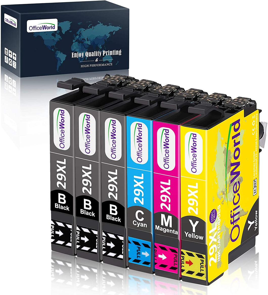 Uniwork OfficeWorld Sostituzione per Epson 29 29XL Cartucce d'inchiostro Compatibile con Epson XP-342 XP-245 XP-442 XP-345 XP-247 XP-445 XP-235 XP-432 XP-332 XP-335 XP-255 (3 Nero,1 Ciano,1 Magenta,1 Giallo)