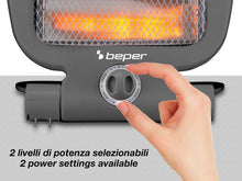 Carica l'immagine nel visualizzatore di Gallery, BEPER P203PAN001 Stufa al quarzo, Basso Consumo Energetico, 800W 2 Livelli di Potenza, Pannello radiante al quarzo, Grigio