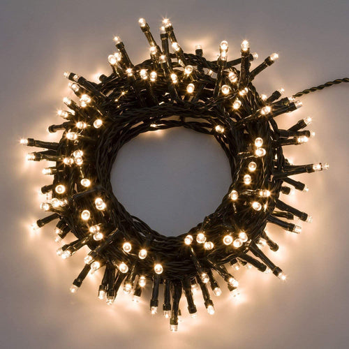 XMASKING Catena 12,5 m, 300 LED Bianco Caldo, con Giochi di Luce, Cavo Verde, luci per L'Albero di Natale, luci Natalizie