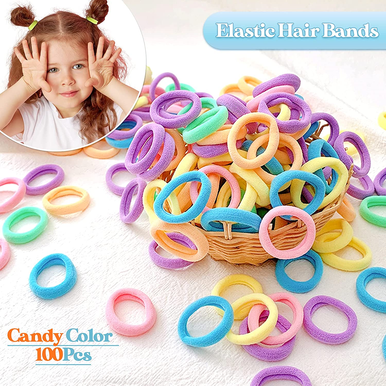 Elastici Per Capelli Bambini 100 Pezzi - Multicolor, Gomma, Per Code E Acconciature