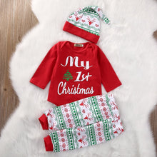 Carica l'immagine nel visualizzatore di Gallery, Carolilly 3 Pezzi Completini Bambini Natale Unisex Pagliaccetto Neonato Invernale Natale Divertente