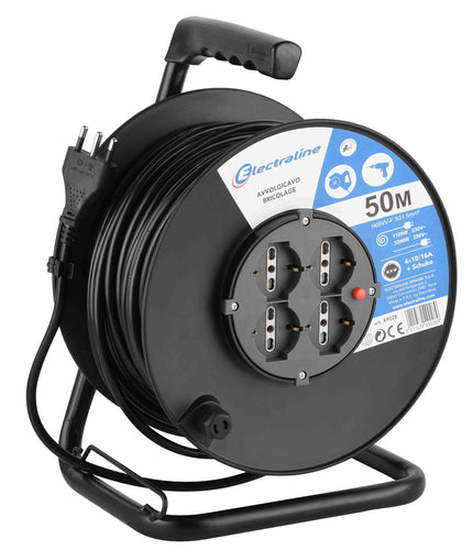 Electraline 49028 Prolunga elettrica con avvolgicavo, 50 50 metri, Nero/Blu - Ilgrandebazar