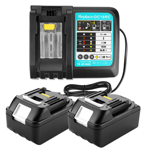 2 X 18 V 5,0 Ah BL1850 batteria di ricambio con caricatore 3A per makita... - Ilgrandebazar