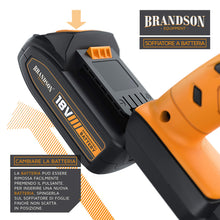Carica l&#39;immagine nel visualizzatore di Gallery, Brandson - Soffiatore da Giardino a Batteria - 2000 mAh, Nero Arancione - Ilgrandebazar