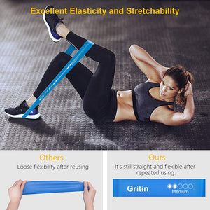 Gritin Elastici Fitness, [Set di 5] Banda Elastica Fasce Elastiche di Resistenza di Lattice con Istruzioni per l'esercizio in Italiano e Borsa per Il Trasporto per Crossfit, Yoga, Pilates Nero-Rosa-Giallo-Blu-Verde