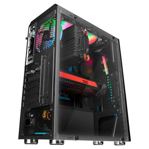 Mars Gaming MCX, custodia PC ATX, vetro temperato, ventola RGB DUAL RING Nero - Ilgrandebazar