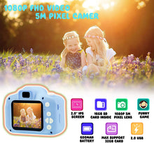 Carica l'immagine nel visualizzatore di Gallery, ASIUR Fotocamera Digitale per Bambini Giocattoli Fotocamera per Bambini Fotocamera da 2 Pollici Schermo HD Videocamera 1080P Regali per Ragazzi e Ragazze da 3 a 8 Anni (Bleu)
