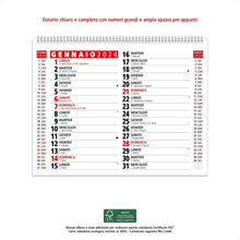 Carica l&#39;immagine nel visualizzatore di Gallery, Calendario da Tavolo 2024 con Feste Settimane Lune e Santi con Numeri Grandi - Calendario 2024 da scrivania - Calendario ECOLOGICO 100% Certificato FSC® - 1 PZ