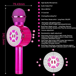 Microfono Karaoke Bluetooth, FISHOAKY 4.1 Wireless Bambini Karaoke, Portatile Karaoke Microfono con Altoparlante per Cantare, Funzione Eco, Compatibile con Android/iOS o Smartphone