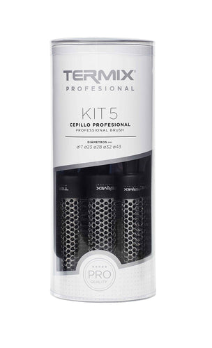Termix professionale - Pacco di 5 spazzole termiche per capelli rotonde Nero - Ilgrandebazar
