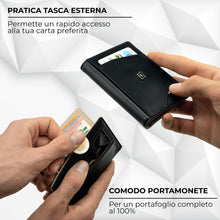 Carica l&#39;immagine nel visualizzatore di Gallery, Portafoglio uomo VERA PELLE con blocco RFID, portamonete e clip fermasoldi... - Ilgrandebazar