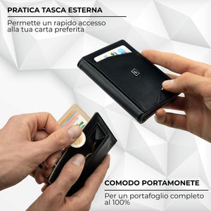 Portafoglio uomo VERA PELLE con blocco RFID, portamonete e clip fermasoldi... - Ilgrandebazar