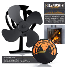 Carica l&#39;immagine nel visualizzatore di Gallery, Brandson - Ventola per stufa termoalimentata - Termoventilatore No pile, Nero - Ilgrandebazar