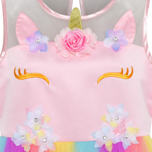 Sunny Fashion Vestito Bambina Fiore Unicorno 8 anni, Multicolore - Ilgrandebazar