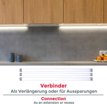 Carica l'immagine nel visualizzatore di Gallery, Striscia LED 2m, set di 4 pezzi da 50cm, Luce bianca naturale 4000k, Include connettori, interruttore e spina europea, uso interno, Accorciabili, Adesive, per soggiorno cucina camera da letto, IP20