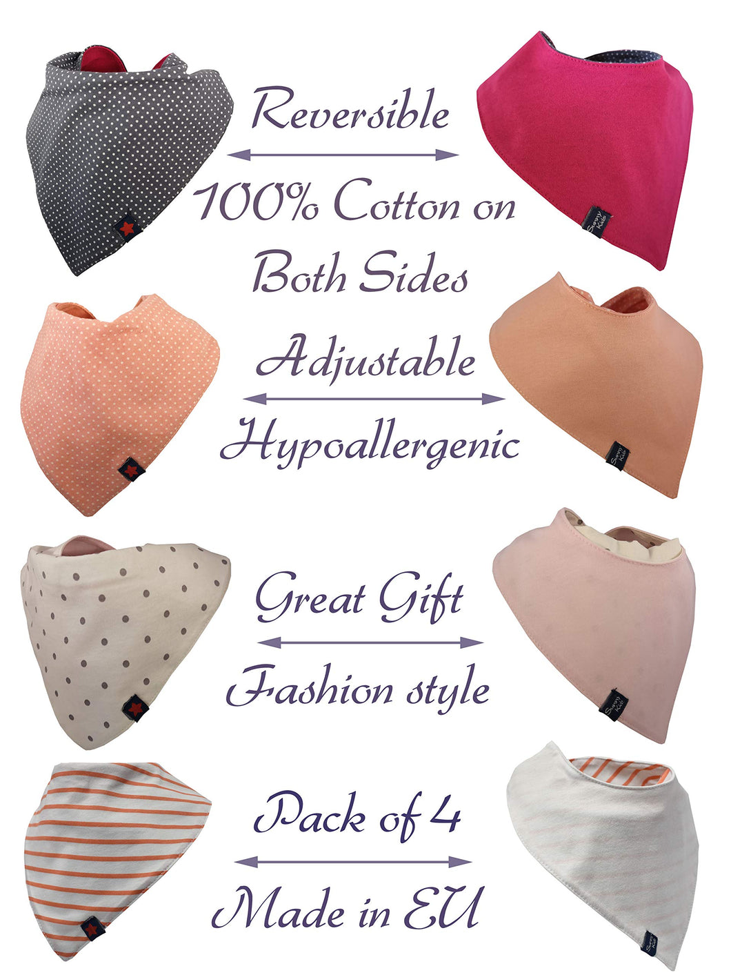 Bavaglini Neonato Bandana Cotone: Bambina e Bambino, 4 Pezzi, Unisex per... - Ilgrandebazar