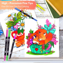 Carica l&#39;immagine nel visualizzatore di Gallery, 132 Brush Pen Lettering Pennarelli a Doppia Punta Artistici con Punta a Pennello per Calligrafia Colorazione, Disegno, Pittura per Adulti