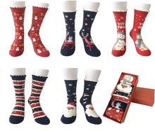Carica l'immagine nel visualizzatore di Gallery, LIKERAINY Christmas Calzini Natale Donna Ragazza Babbo Natale e Alce Caldo Inverno Confortevole Animale 3D Calza