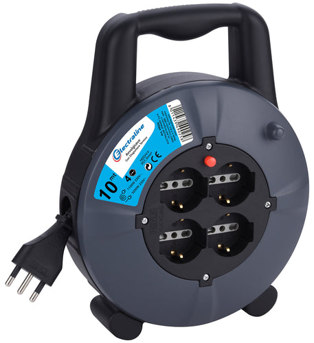 Electraline 49026 Prolunga Elettrica con Avvolgicavo 10 10 Metri, Nero/Blu - Ilgrandebazar