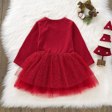 Carica l'immagine nel visualizzatore di Gallery, Borlai Neonate Natale Vestito dal Tutu Carino Maniche Lunghe Outfits Partito Vestito Rosso 1-4 Anni [Elk]